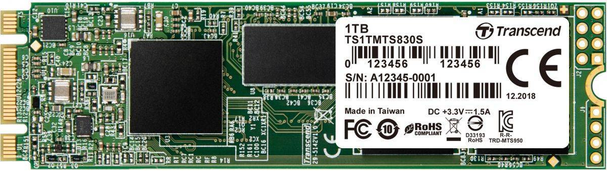 Transcend 1TB M.2 SSD MTS 830 series (22x80mm) R/W: 560/520