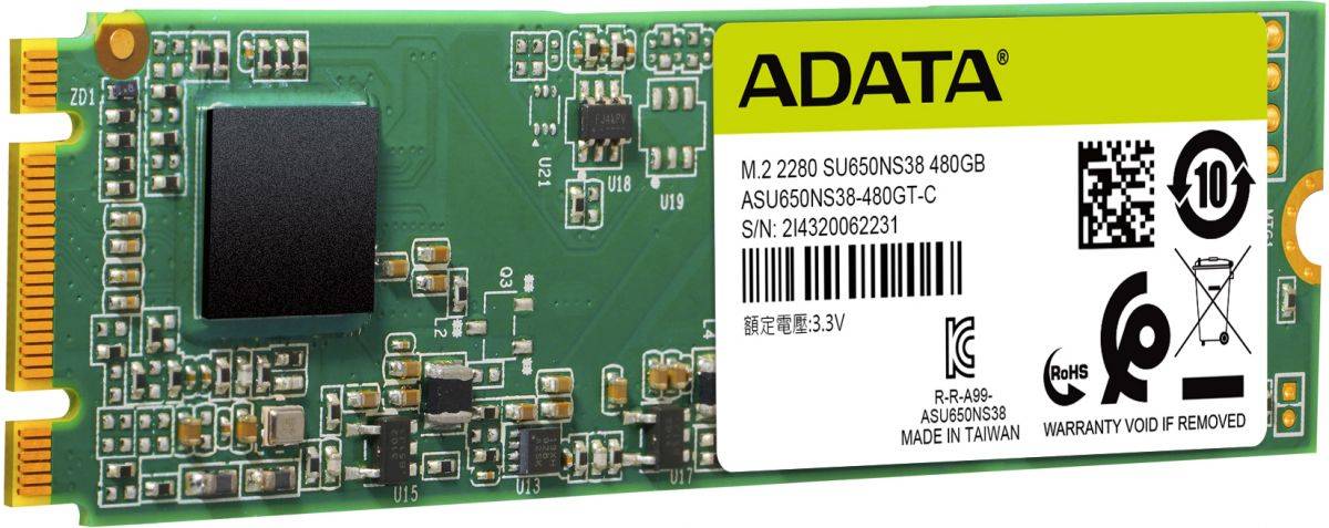 ADATA 480GB SSD SU650 M.2 2280 SATA 6Gb/s R/W 550/510 MB/s 3D TLC