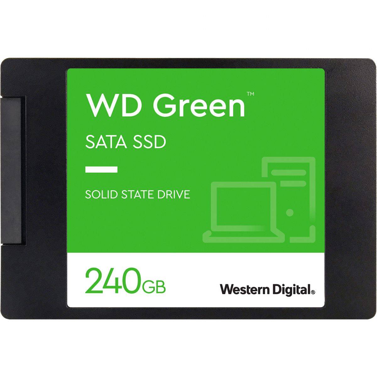 WD SSD Green, 240GB, 2.5" 7mm, SATA3, 3D TLC, R/W 545/465MB/s, IOPs 37 000/68 000, TBW 80, DWPD 0.3 (12 мес.)
