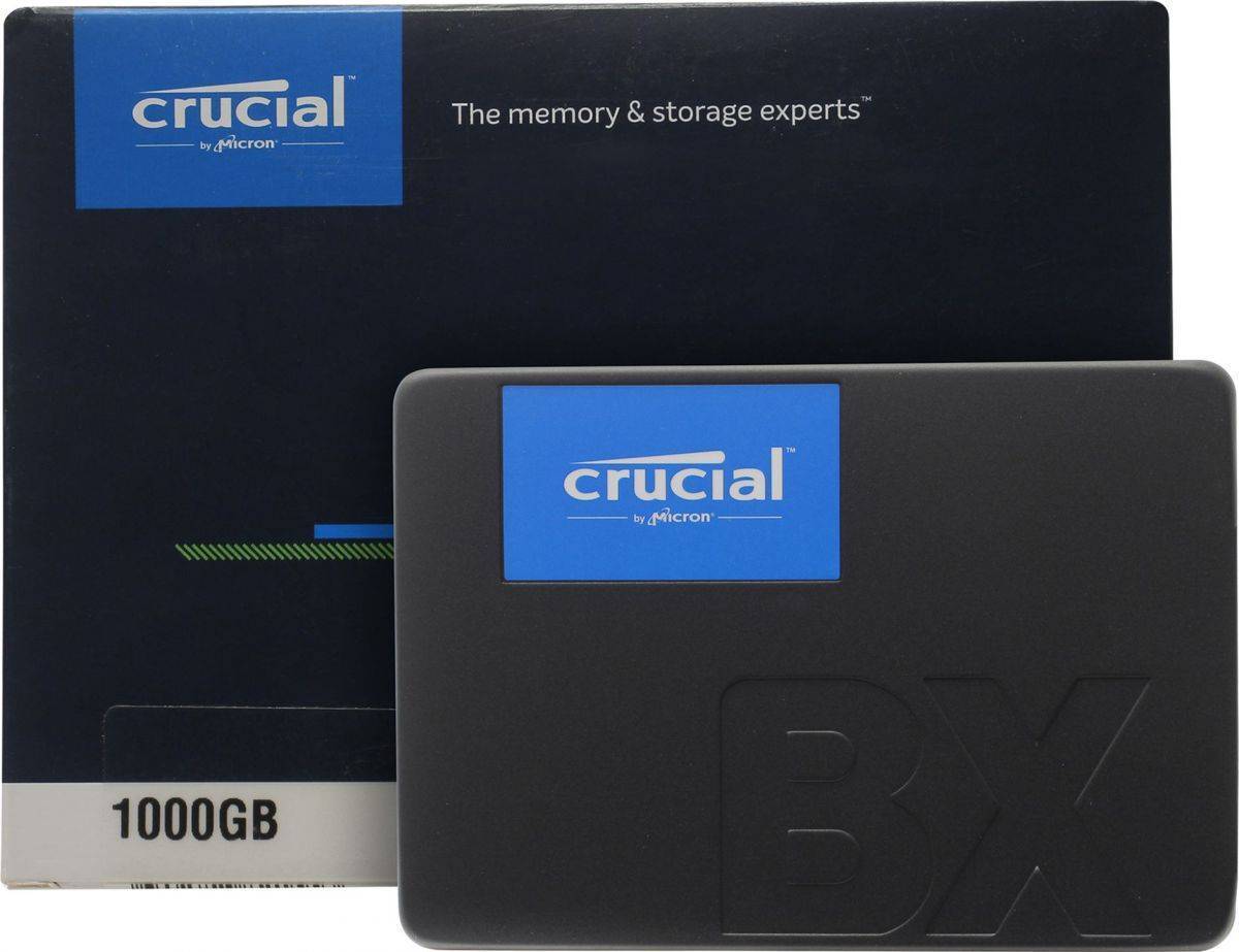 Crucial SSD BX500, 1000GB, 2.5" 7mm, SATA3, 3D TLC, R/W 540/500MB/s, TBW 360, DWPD 0.2 (12 мес.)