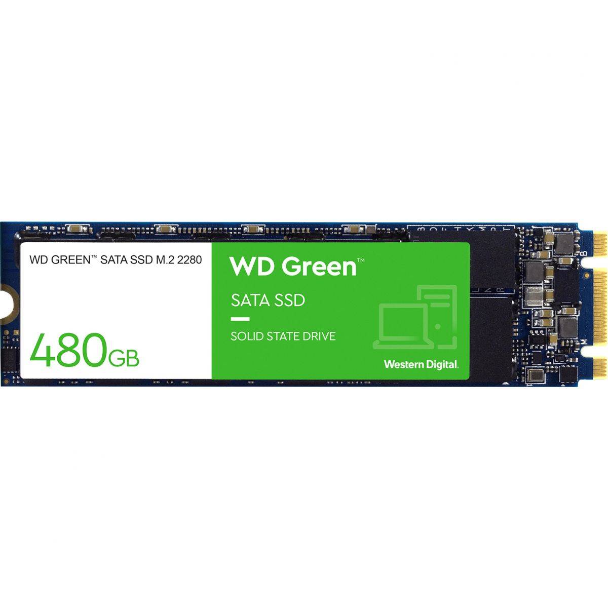 WD SSD Green, 480GB, M.2(22x80mm), SATA3, 3D TLC, R/W 545/н.д., IOPs н.д./н.д., TBW н.д., DWPD н.д. (12 мес.)