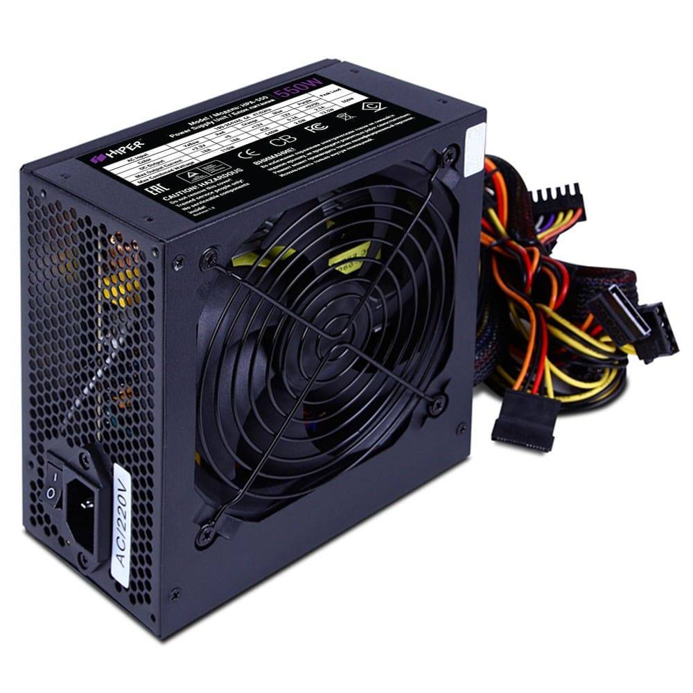 PSU HIPER HPA-550 (ATX 2.31, 550W, Active PFC, 80Plus, 120mm fan, black) BOX