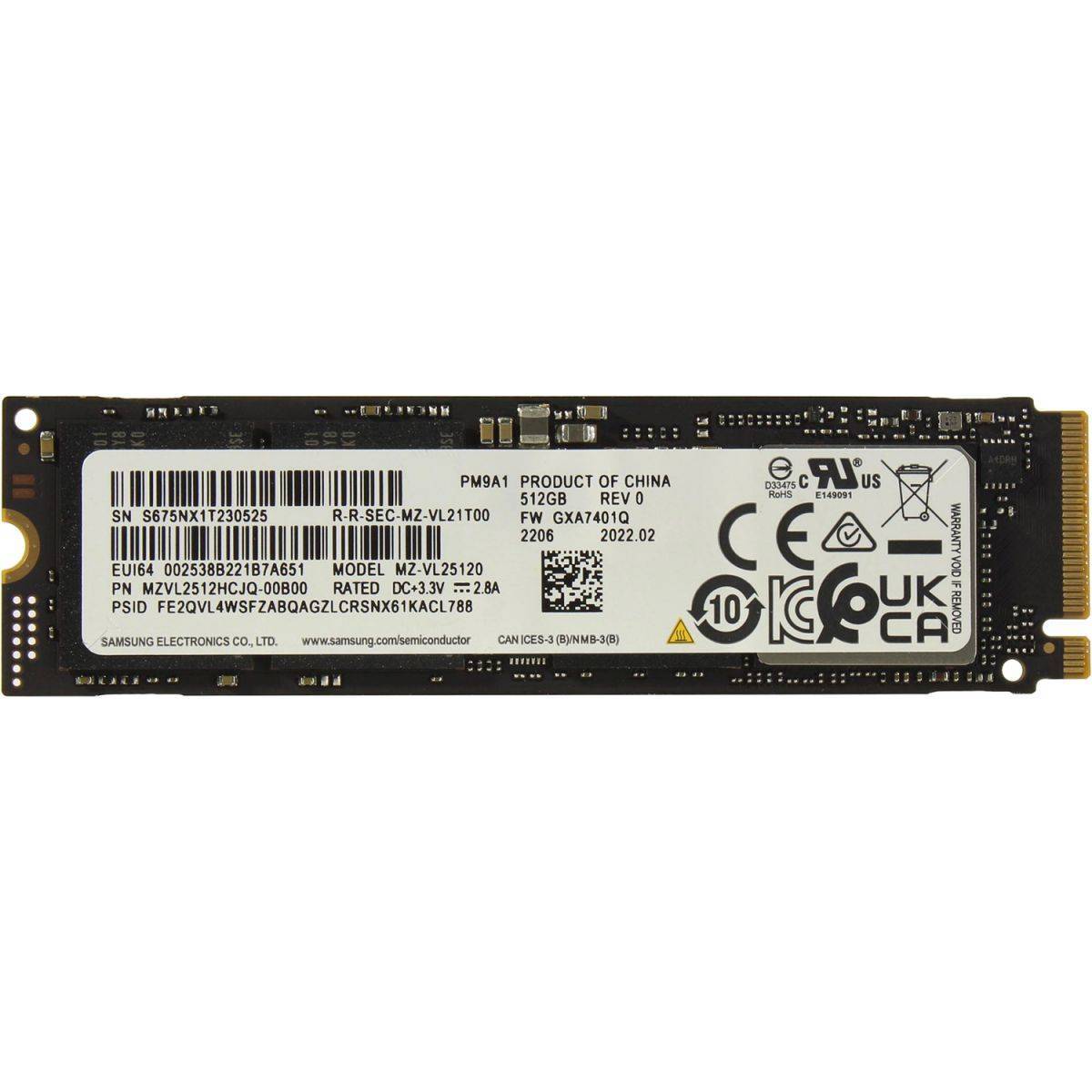 Твердотельный накопитель/ Samsung SSD PM9A1, 512GB, M.2(22x80mm), NVMe, PCIe 4.0 x4, R/W 6900/5000MB/s, IOPs 800 000/800 000 (12 мес.)