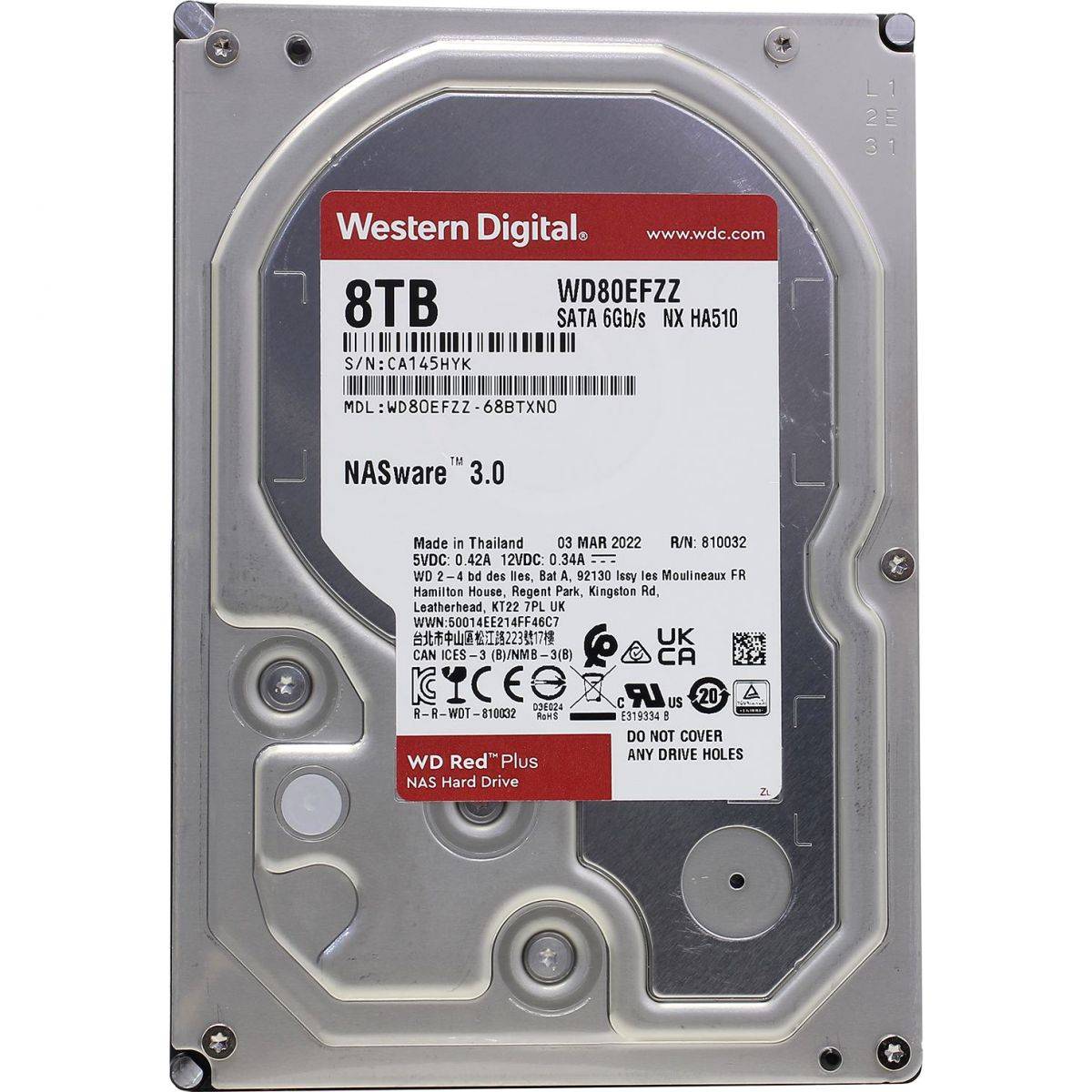 HDD WD SATA3 8Tb Red Plus for NAS  5640RPM 128Mb 1 year ocs