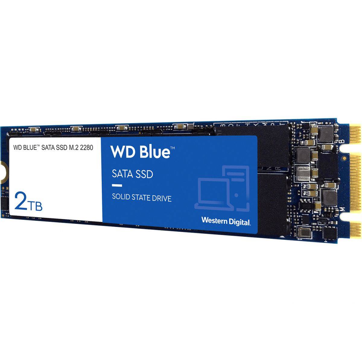 WD SSD Blue, 2.0TB, M.2(22x80mm), SATA3, 3D TLC, R/W 560/530MB/s, IOPs 95 000/84 000, TBW 500, DWPD 0.1 (12 мес.)