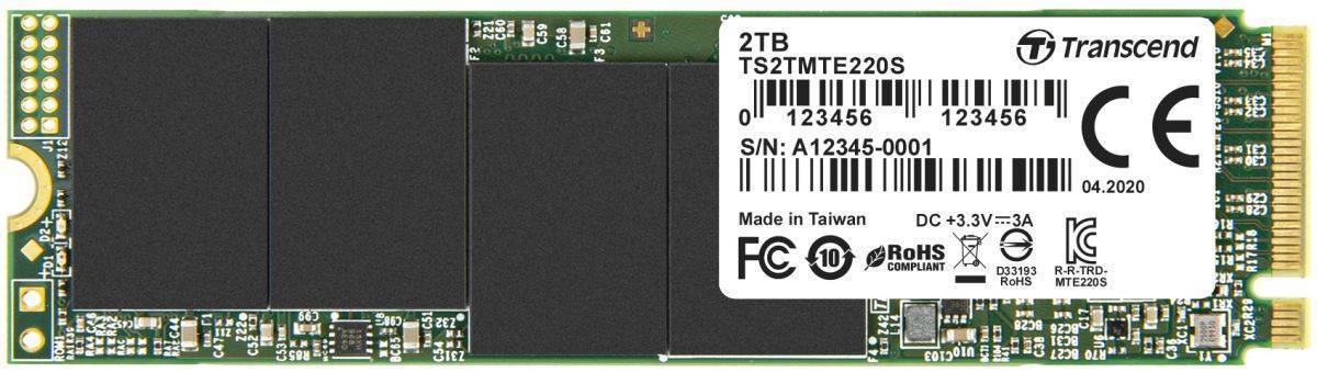 Transcend MTE220S SSD 2TB, 3D TLC, M.2 (2280), PCIe Gen 3.0 x4, NVMe, R3500/W2700, TBW 4400