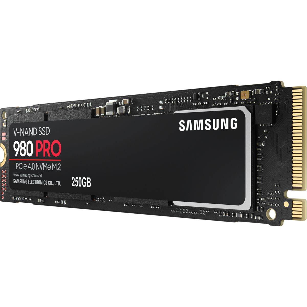 Твердотельные накопители/ Samsung SSD 980 PRO, 250GB, M.2(22x80mm), NVMe 1.3c, PCIe 4.0 x4, 3-bit MLC, R/W 6400/2700MB/s, IOPs 500 000/600 000, TBW 150, DWPD 0.33 (12 мес.)