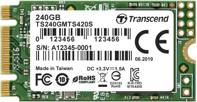 Transcend 240GB, M.2 2242 SSD, SATA3, 3D TLC