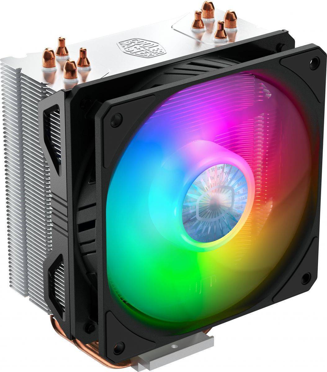 Cooler Master Hyper 212 Spectrum V2 (150W, 4-pin, 157mm, tower, Al/Cu, RGB, fans: 1x120mm/62CFM/27dBA/1800rpm, 1700/1200/115x/AM4)