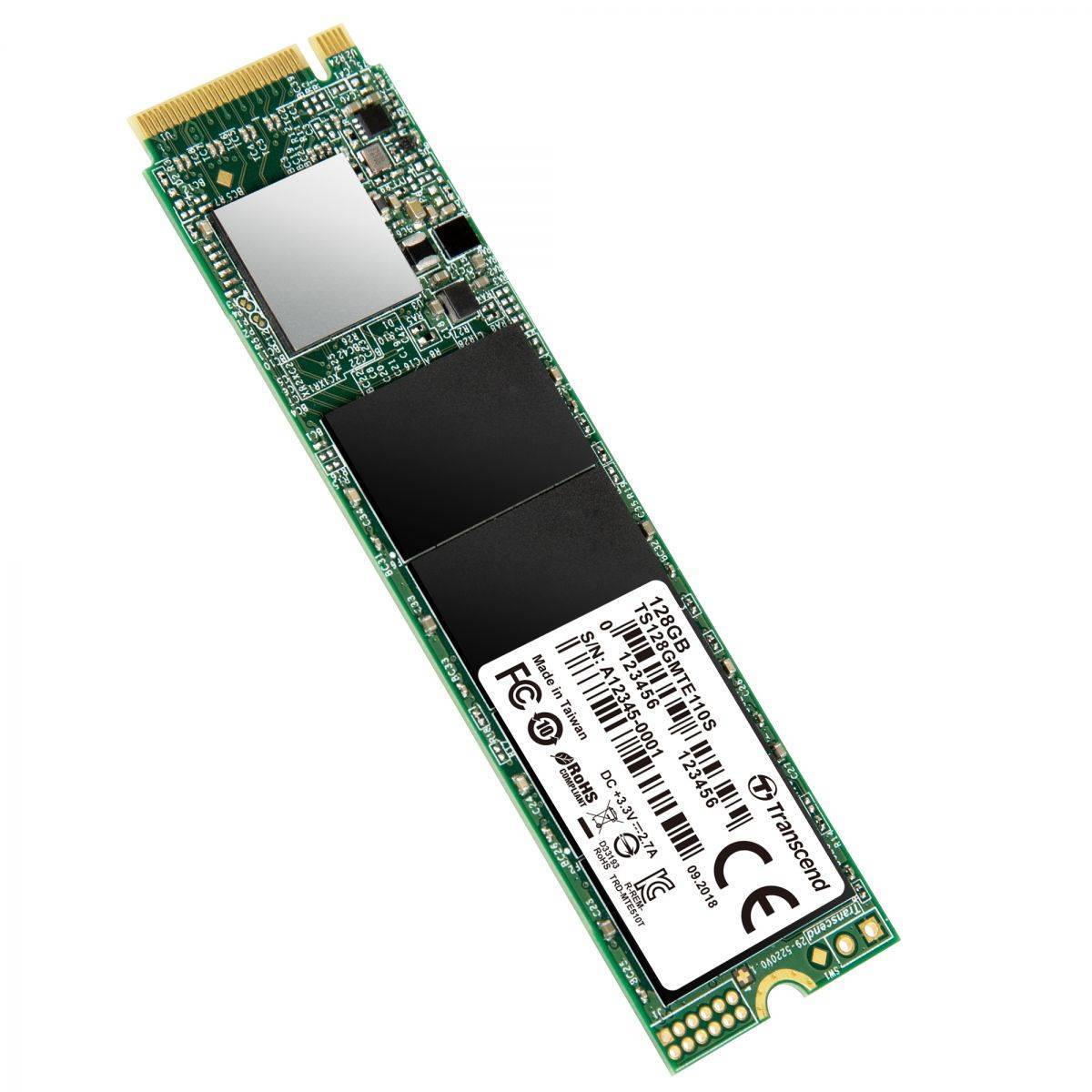 Transcend 128GB, M.2 2280,PCIe Gen3x4, 3D TLC, DRAM-less