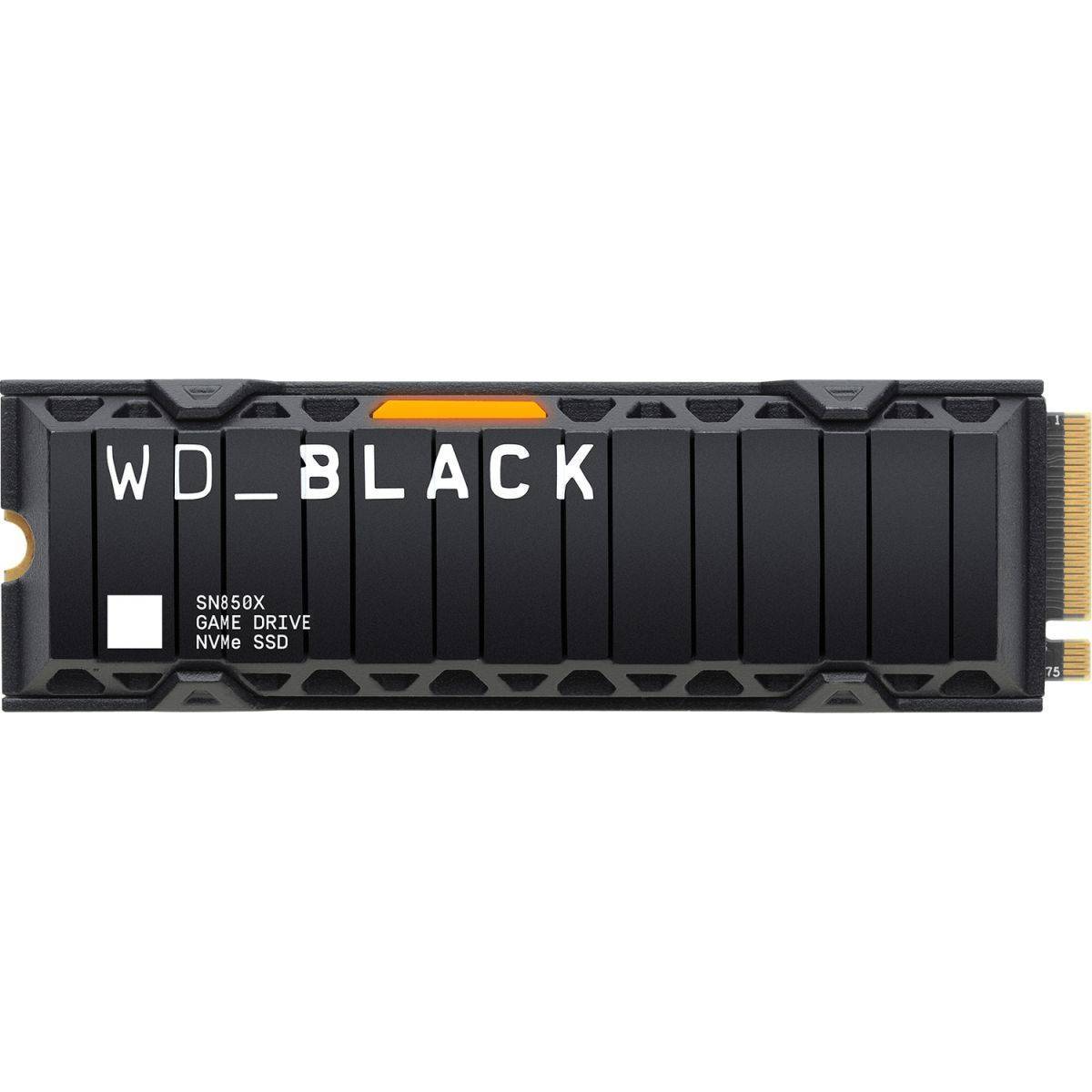 WD SSD Black SN850X, 2.0TB, M.2(22x80mm), NVMe, PCIe 4.0 x4, 3D TLC, R/W 7300/6600MB/s, IOPs 1 200 000/1 100 000, TBW 1200, DWPD 0.3, with Heat Spreader (12 мес.)