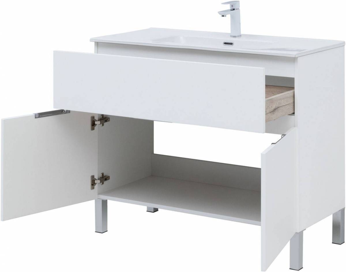 Мебель для ванной Aquanet Алвита New 100 1 ящик, 2 дверцы, белый матовый