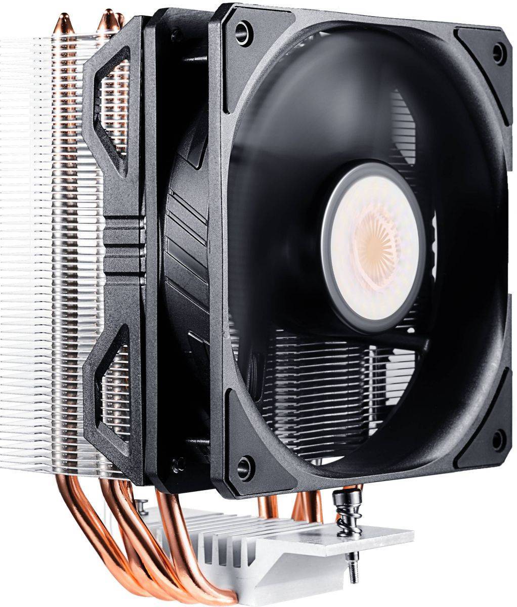 Cooler Master Hyper 212 EVO V2 with 1700 (150W, 4-pin, 154mm, tower, Al/Cu, fans: 1x120mm/62CFM/27dBA/1800rpm, 2066/2011-v3/2011/1700/1200/115x/AM4/AM3+/AM3/AM2+/AM2/FM2+/FM2/FM1)