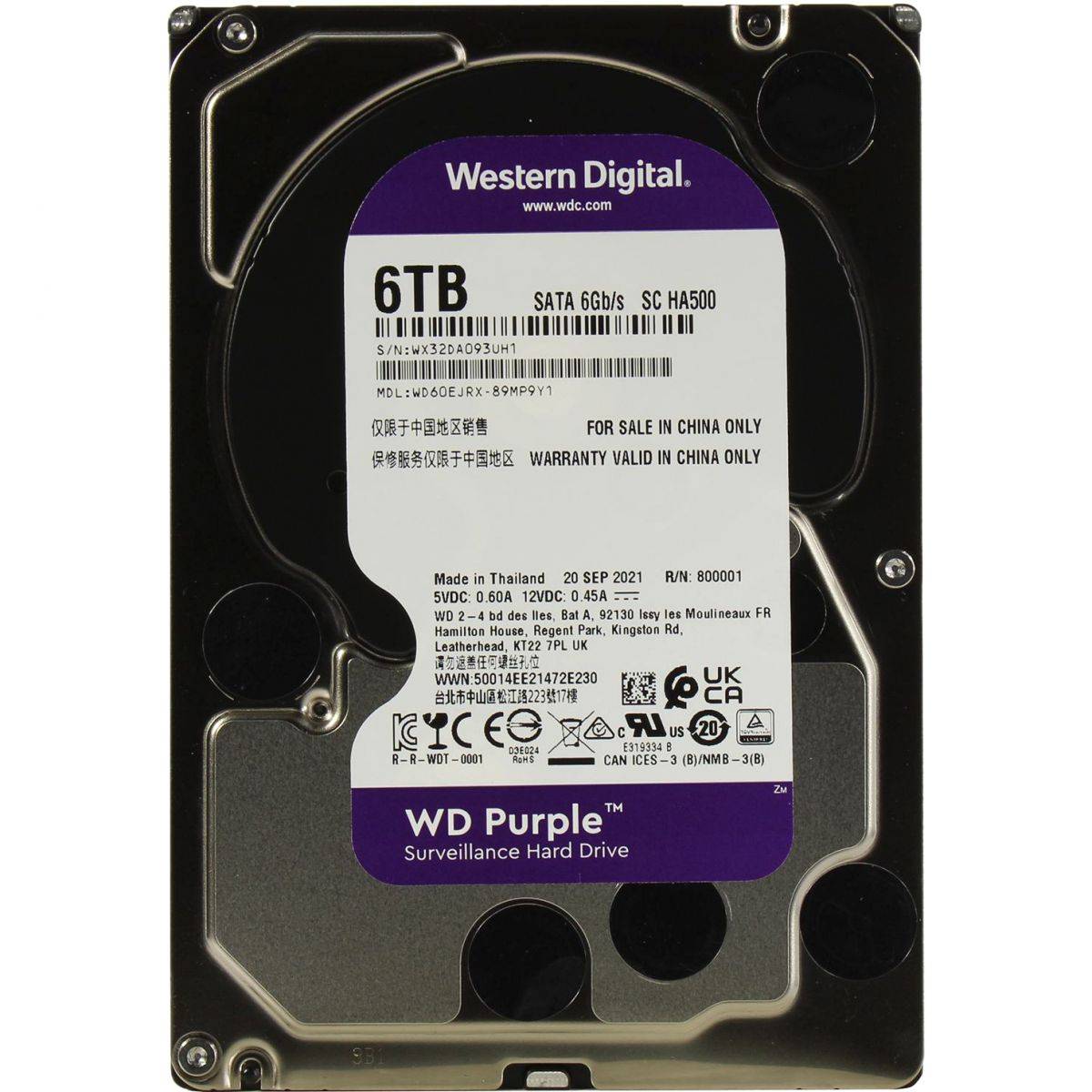 HDD WD SATA3 6TB Purple 5400 RPM 64Mb  1 year ocs