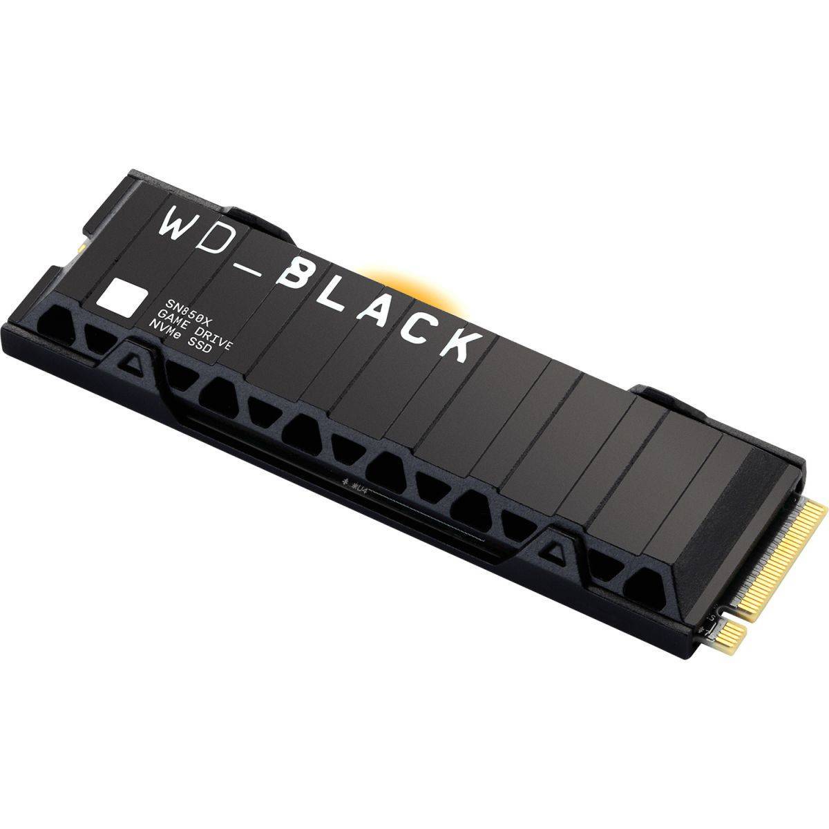 WD SSD Black SN850X, 1.0TB, M.2(22x80mm), NVMe, PCIe 4.0 x4, 3D TLC, R/W 7300/6300MB/s, IOPs 800 000/1 100 000, TBW 600, DWPD 0.3, with Heat Spreader (12 мес.)
