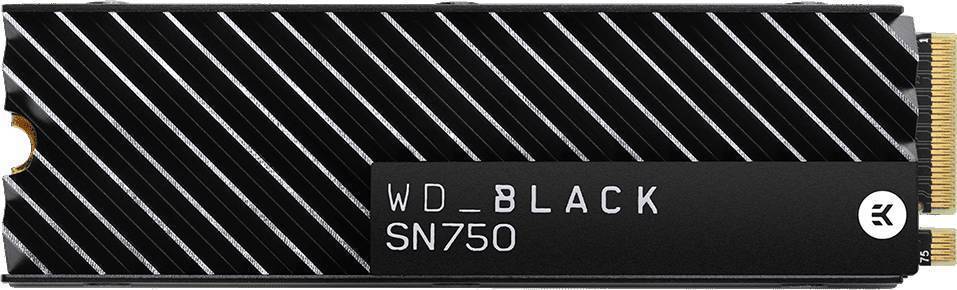 WD SSD Black SN750, 500GB, M.2(22x80mm), NVMe, PCIe 3.0 x4, 3D TLC, R/W 3430/2600MB/s, IOPs 420 000/380 000, TBW 300, DWPD 0.3, with Heat Spreader (12 мес.)