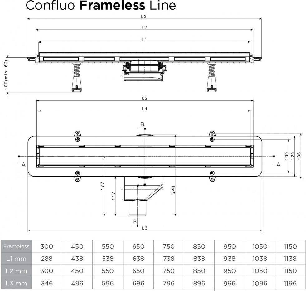 Душевой лоток Pestan Confluo Frameless Line 13701229, 450мм