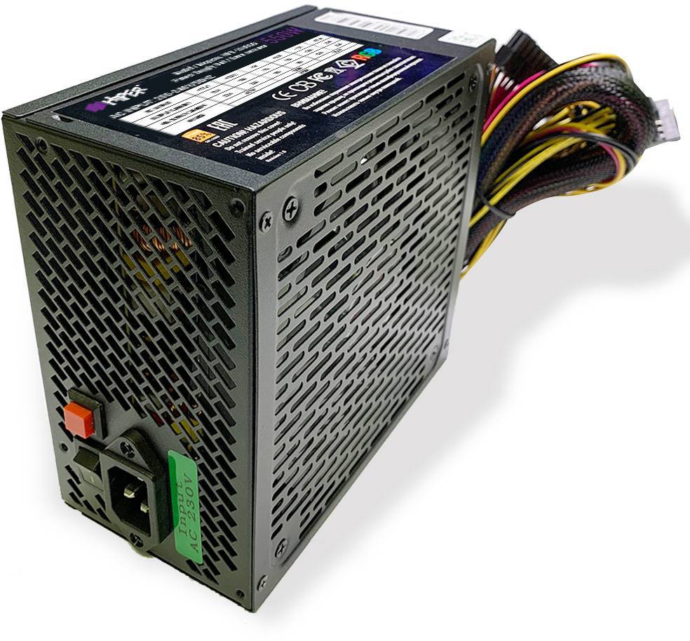 PSU HIPER HPB-550RGB (ATX 2.31, 550W, ActivePFC, RGB 140mm fan, Black) 85+, BOX
