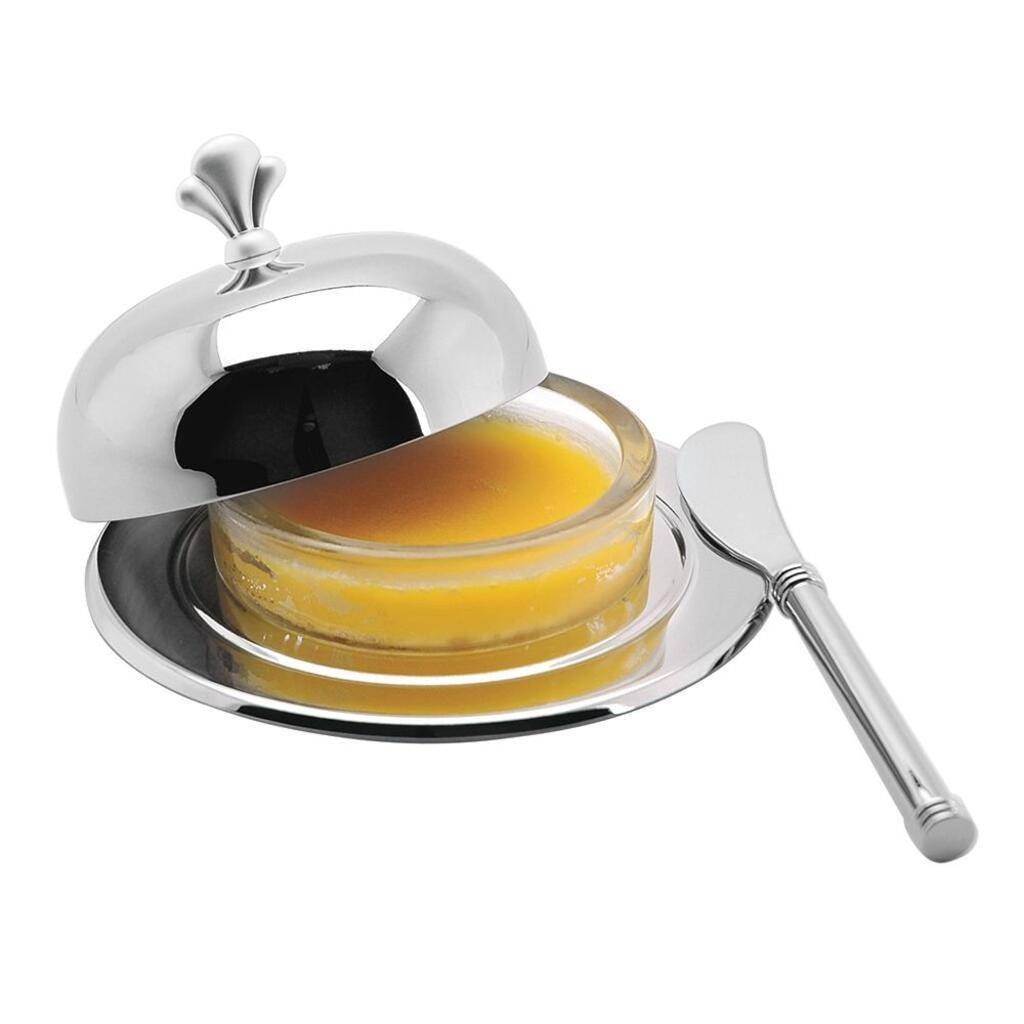 Масленка с ножом для масла. Масленка икорница с крышкой и ножом p.l. Proff Cuisine d14 см, h7 см нерж.+ Стекло. Икорница Regent. Масленка икорница. Масленка Regent.