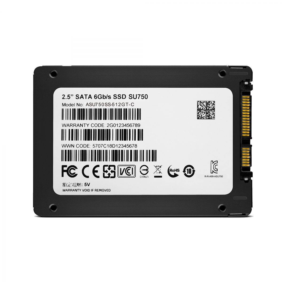 ADATA 512GB SSD SU750 2.5" SATAIII 3D TLC / without 2.5 to 3.5 brackets