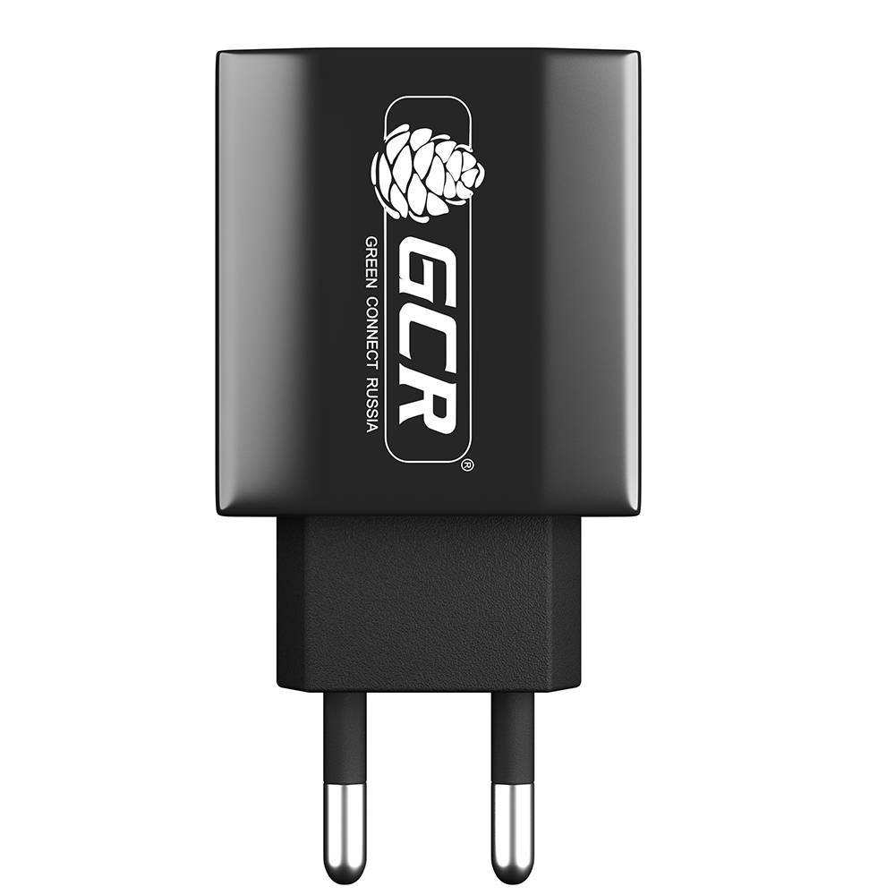 GCR Сетевое зарядное устройство на 2 USB порта 3.1 A, черное, GCR-51982