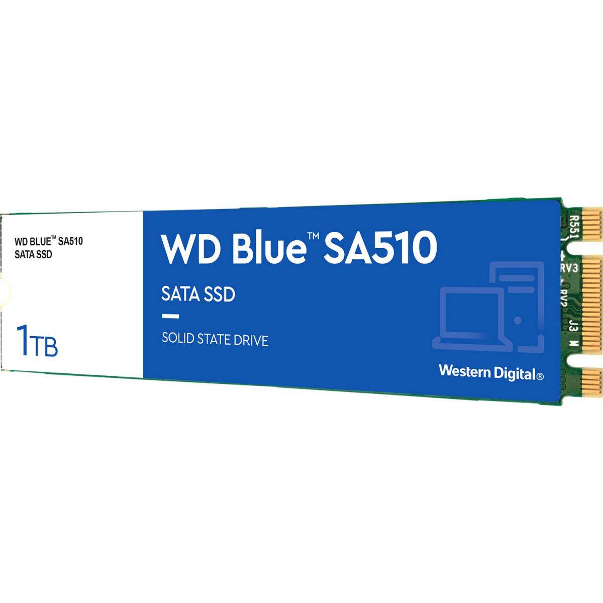 WD SSD Blue SA510, 1.0TB, M.2(22x80mm), SATA3, R/W 560/530MB/s, IOPs 95 000/84 000, TBW 400, DWPD 0.2 (12 мес.)