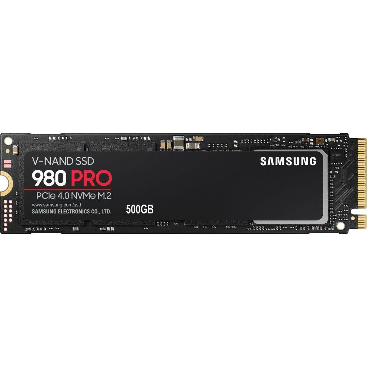 Твердотельные накопители/ Samsung SSD 980 PRO, 500GB, M.2(22x80mm), NVMe 1.3c, PCIe 4.0 x4, 3-bit MLC, R/W 6900/5000MB/s, IOPs 800 000/1 000 000, TBW 300, DWPD 0.33 (12 мес.)