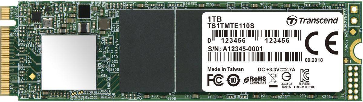 Transcend 1TB, M.2 2280,PCIe Gen3x4, 3D TLC, DRAM-less