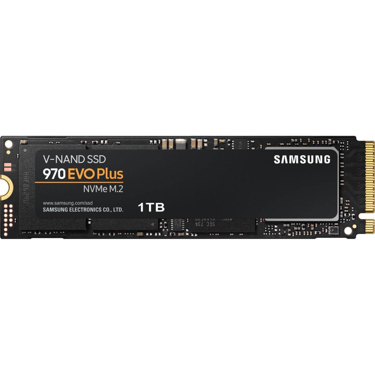 Твердотельные накопители/ Samsung SSD 970 EVO Plus, 1000GB, M.2(22x80mm), NVMe 1.3, PCIe 3.0 x4, 3-bit MLC, R/W 3500/3300MB/s, IOPs 600 000/550 000, TBW 600, DWPD 0.33 (12 мес.)