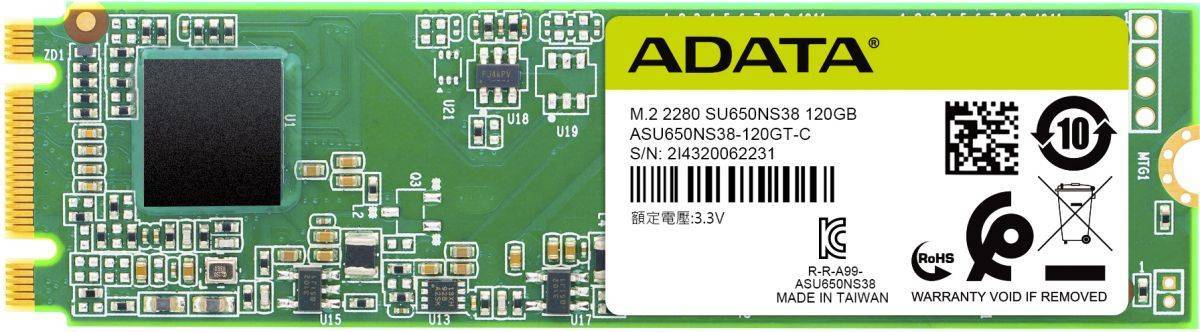 ADATA 120GB SSD SU650 M.2 2280 SATA 6Gb/s R/W 540/410 MB/s 3D TLC