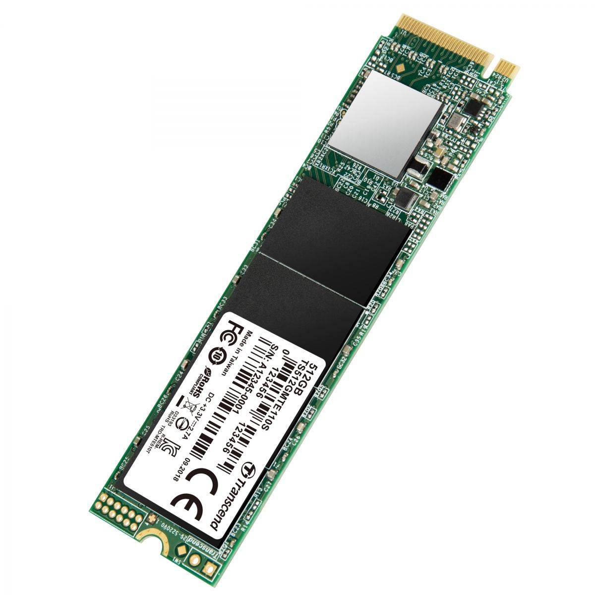 Transcend 512GB, M.2 2280,PCIe Gen3x4, 3D TLC, DRAM-less